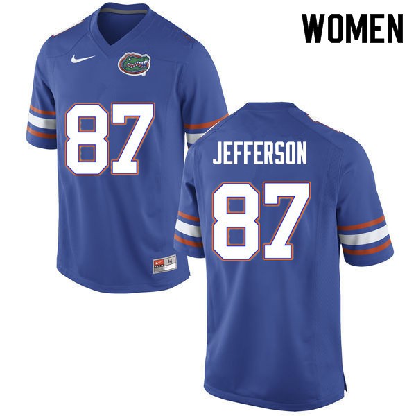 Women #87 Van Jefferson Florida Gators College Football Jerseys Blue
